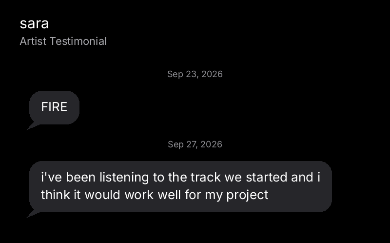 Sara: FIRE. I’ve been listening to the track we started and I think it would work well for my project.